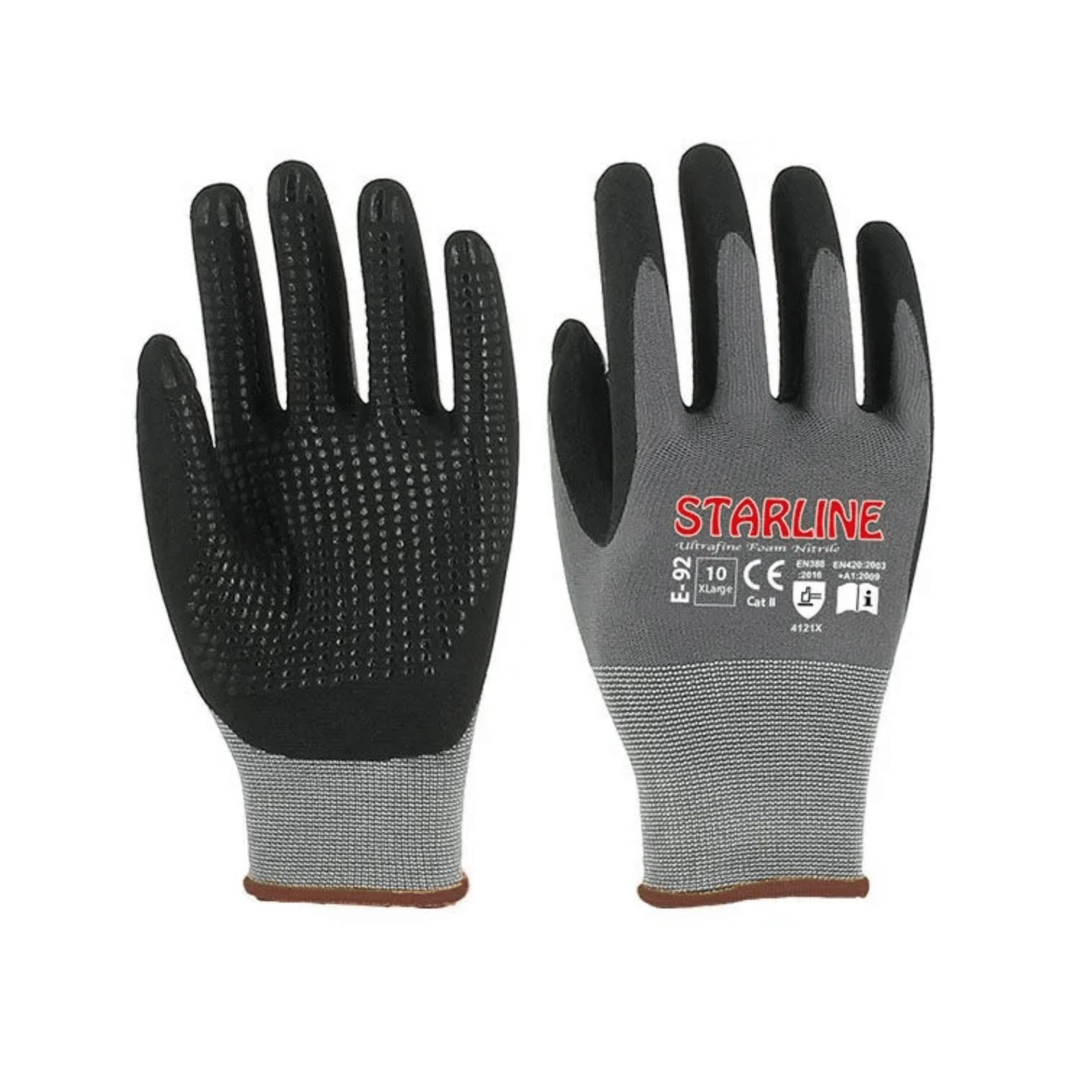 Starline E-92 1/2 Köpük Nitril Kaplı Naylon+Spandeks Astarlı Avuç İçi Puan Takviyeli İş Eldiven 